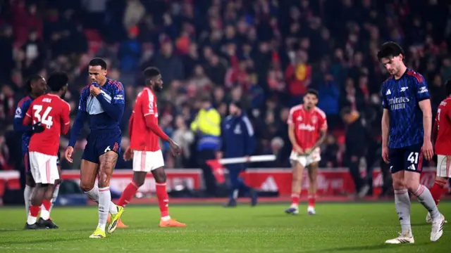 Gabriel of Arsenal reacts