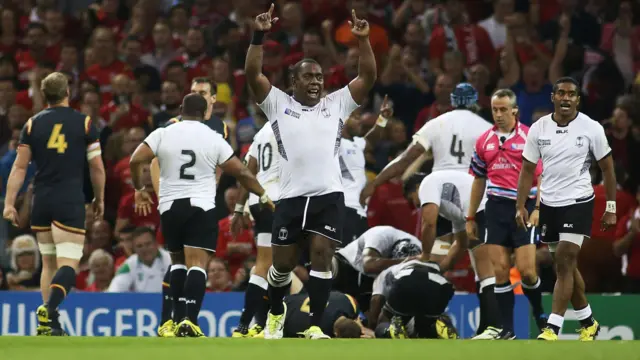 Fiji players celebrate