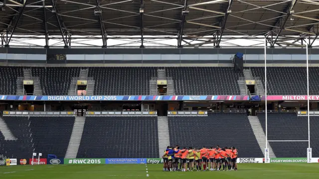 France training in Milton Keynes ahead of their match with Canada