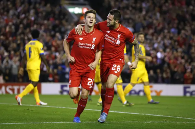 Adam Lallana celebrates