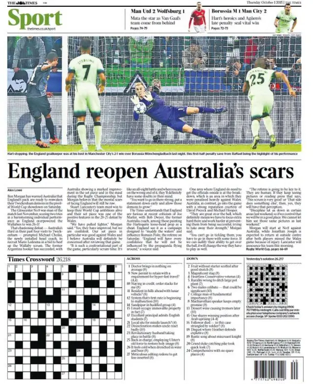 Thursday's Times back page