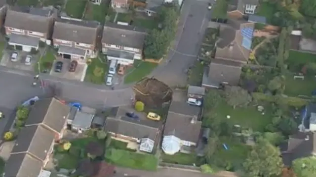 Aerial shot of the sinkhole in St Albans