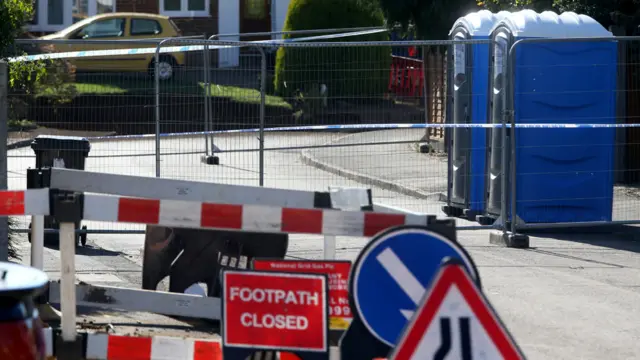 Closed road in St Albans near sinkhole