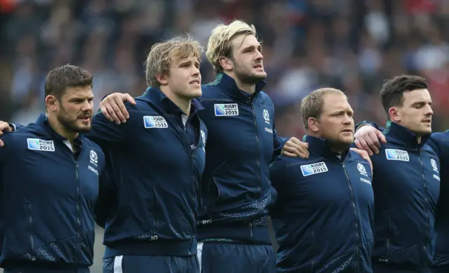 Scotland sing their national anthem