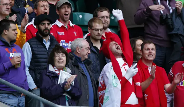 Welsh fans in full voice