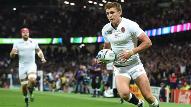 Henry Slade scores