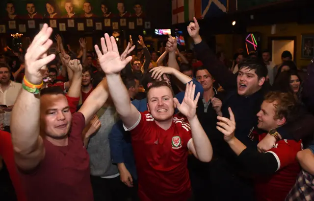 Wales fans celebrate