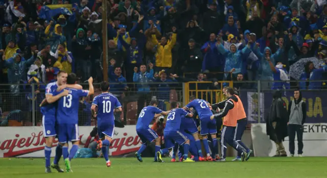 Bosnia celebrate scoring