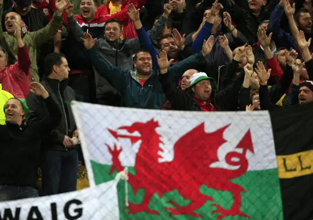 Wales fans in Bosnia