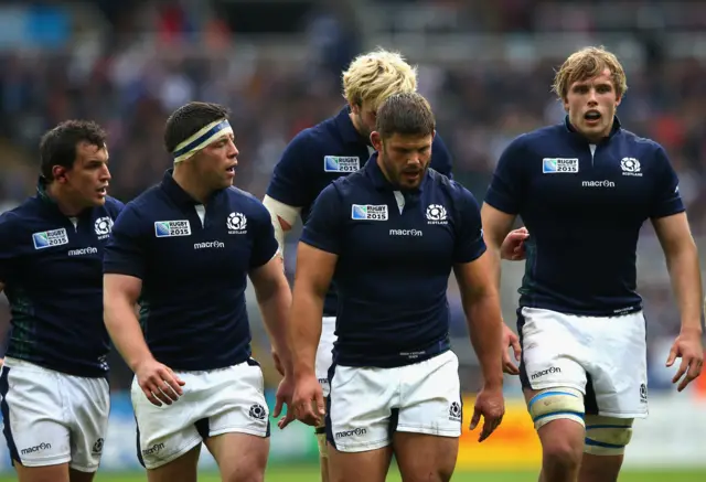 Scotland's player looking dispairingly