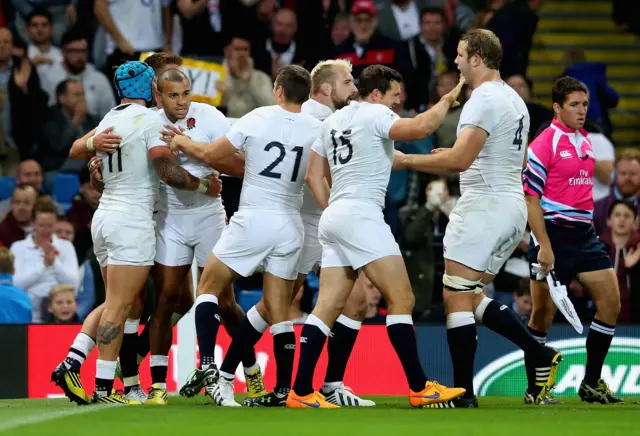 England players celebrate