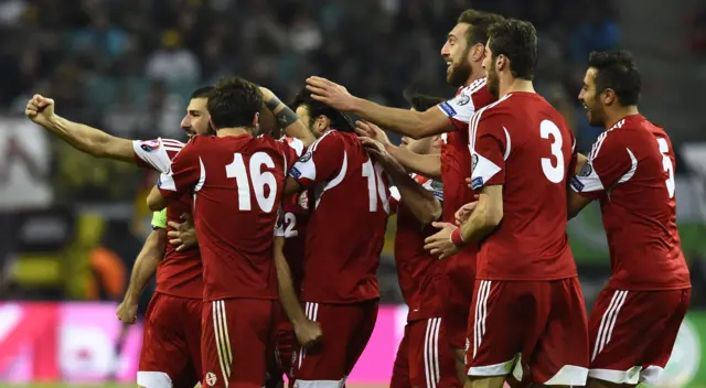 Georgia celebrate their equaliser