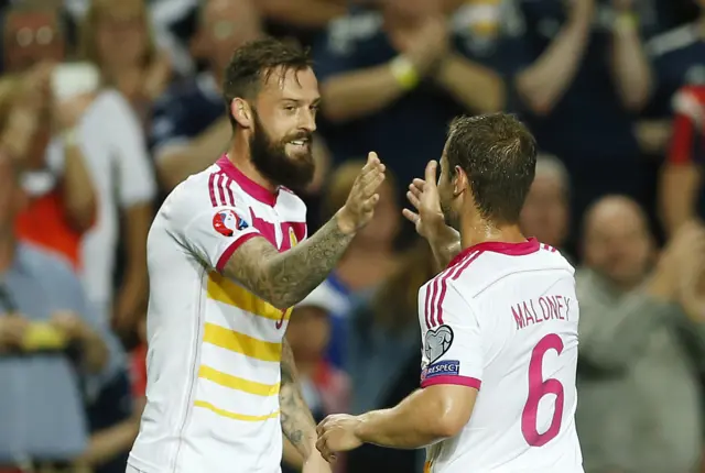 Steven Fletcher celebrates his hattrick