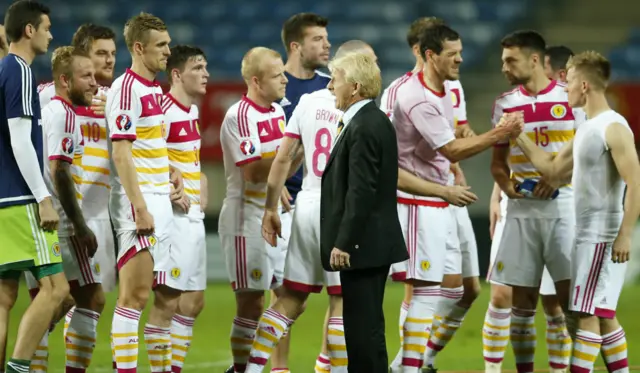 Scotland players and manager at full time