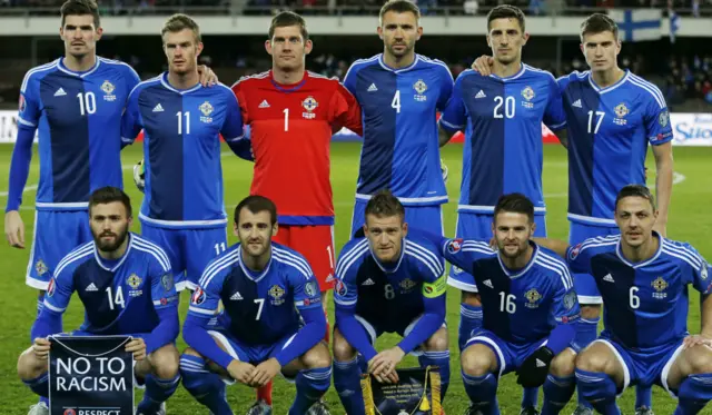 Northern Ireland line up ahead of kick off