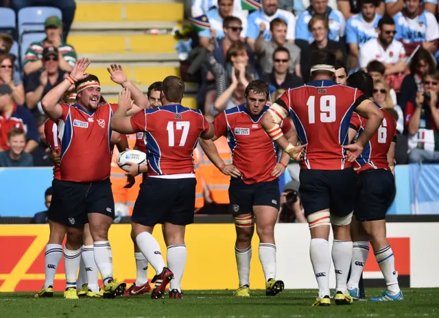 Namibia celebrate try