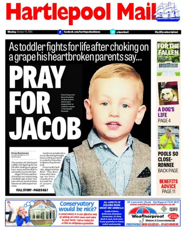 HArtlepool Mail front page