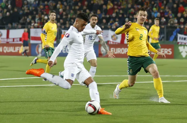 Alex Oxlade-Chamberlain scores England's third