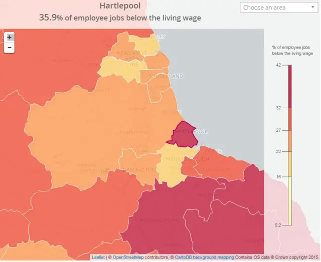 Interactive map of living wage