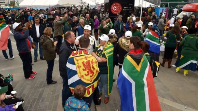 Rugby fans in Newcastle