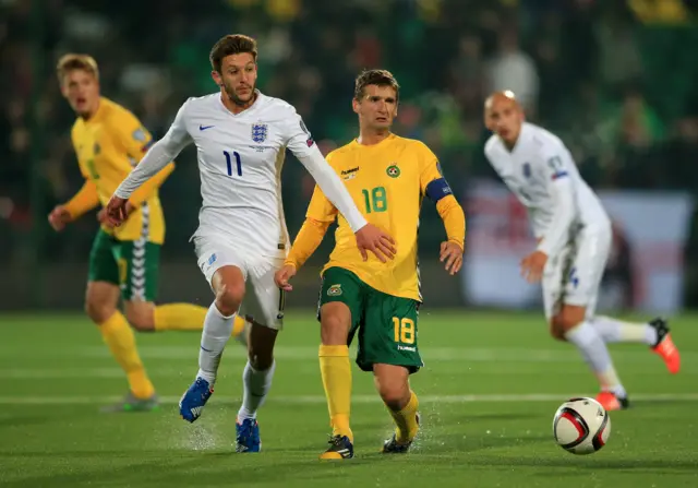 England midfielder Adam Lallana