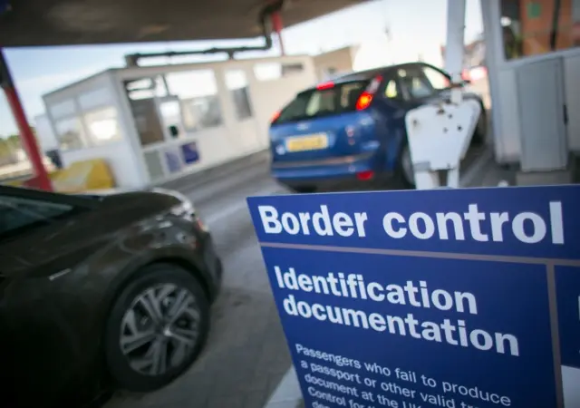 Passport control at Portsmouth ferry port