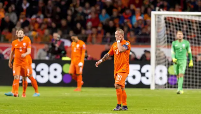 Netherlands look on dejected