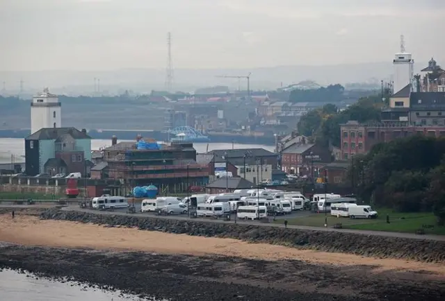 Caravans illegally parked at Low Lights carpark in North Shields