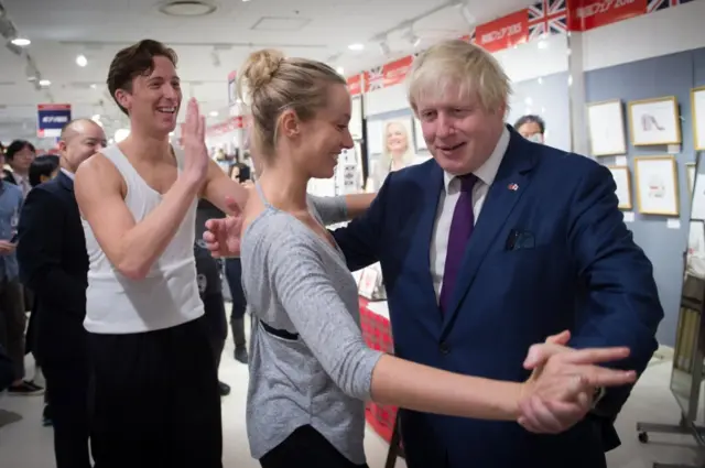 Boris Johnson dancing with actress Charlotte Gooch