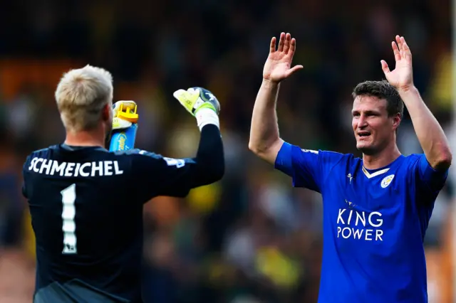 Kasper Schmeichel and Robert Huth