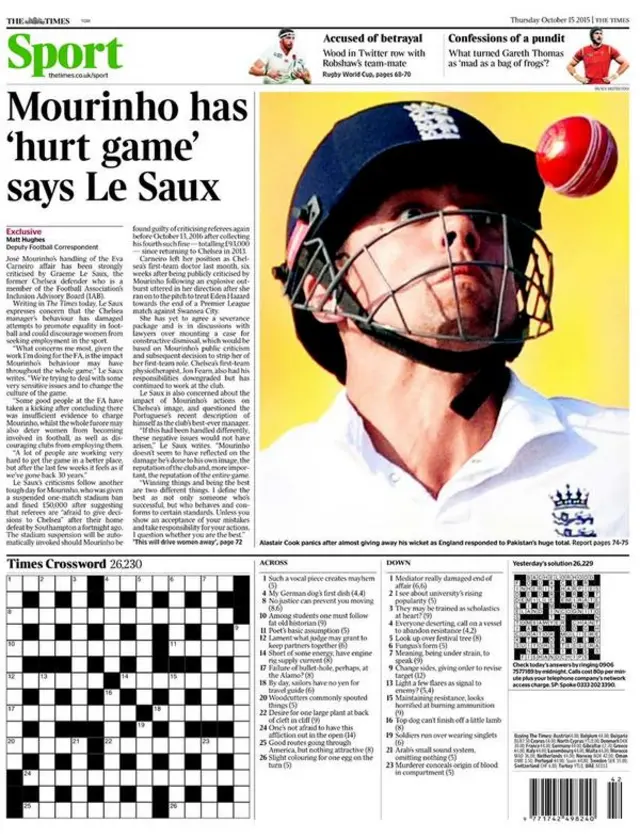 Thursday's Times back page