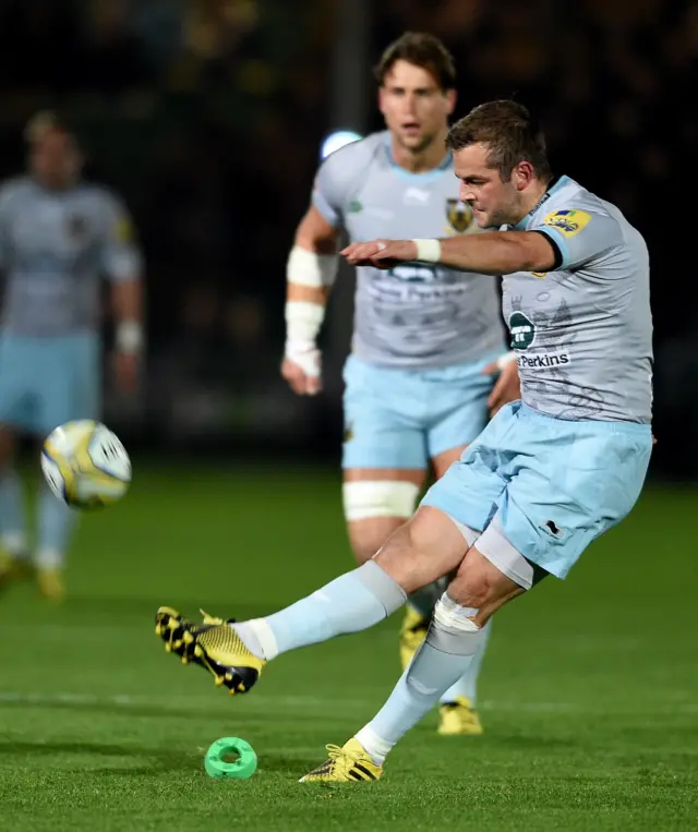 Stephen Myler of Northampton kicks a penalty