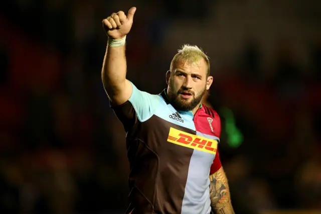 Joe Marler thanks the crowd