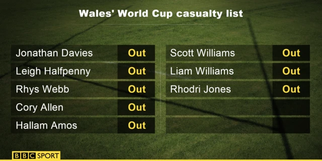 Wales' injury list