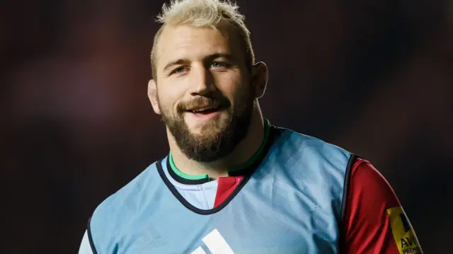 Joe Marler of Harlequins gets ready to come on