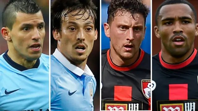 Sergio Aguero, David Silva, Tommy Elphick and Callum Wilson