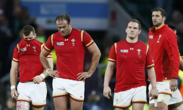 Wales players at full-time