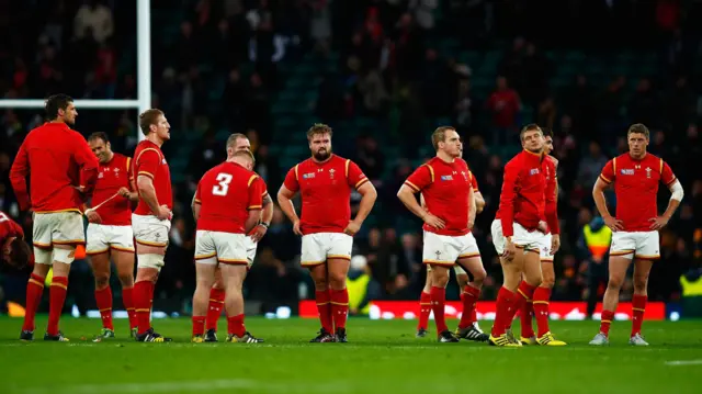 The Wales team at full-time