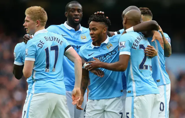 Manchester City players celebrate