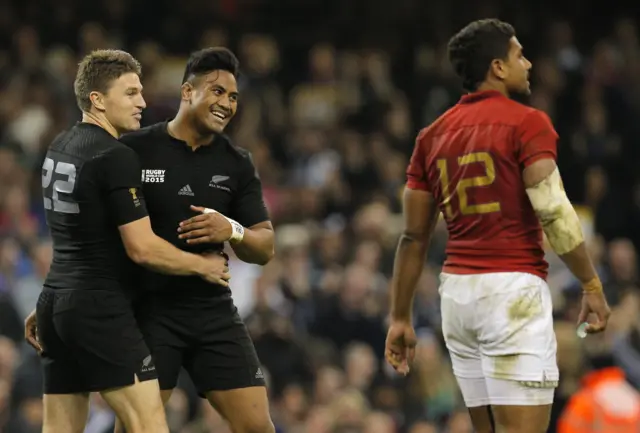 Julian Savea celebrates