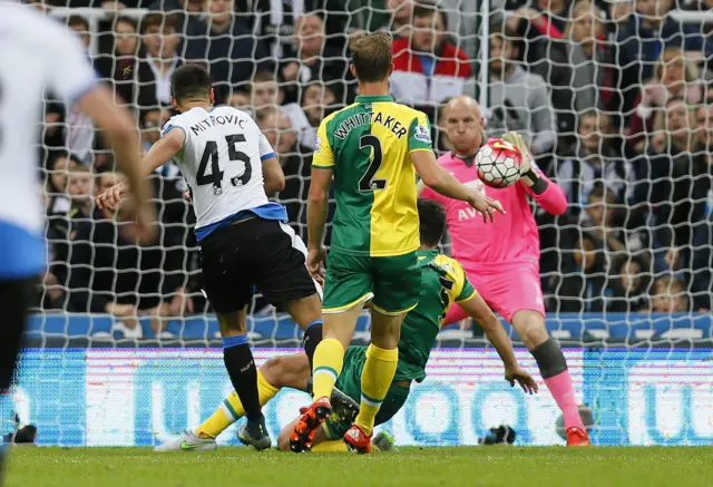 Aleksandar Mitrovic scores Newcastle's fourth