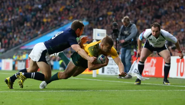 Drew Mitchell scores a try