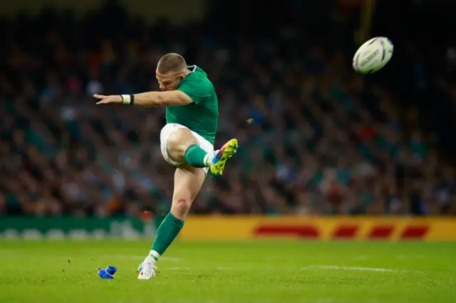 Ian Madigan of Ireland kicks