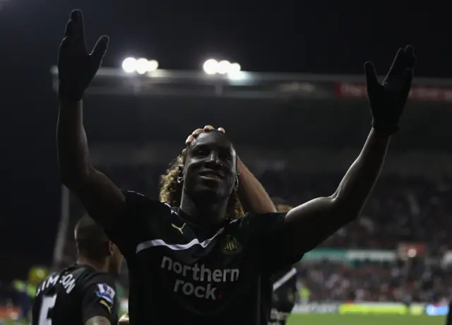 Demba Ba celebrates his hattrick