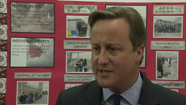 David Cameron speaking at a school in Luton