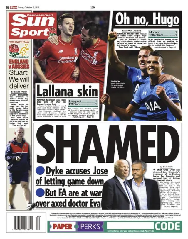 Friday's Sun back page