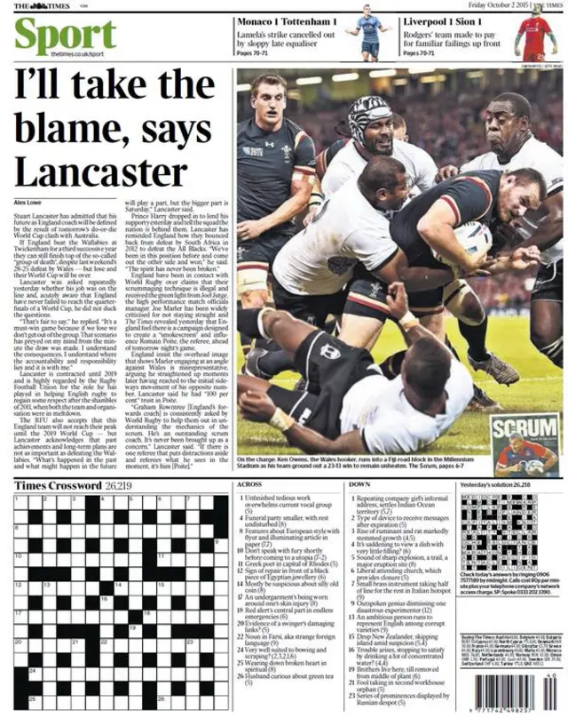 The Times back page