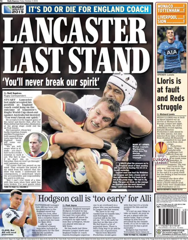 Daily Express back page