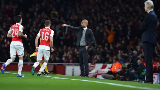 Pep Guardiola gestures