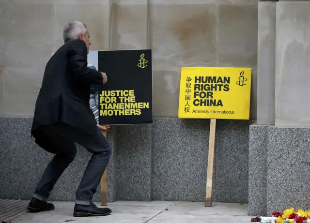 Anti-China protest placards